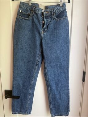 Everlane Straight Leg Jeans in Classic Blue Denim